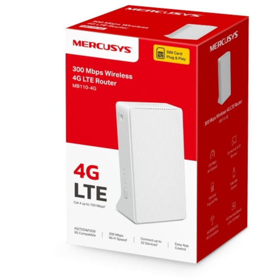 Mercusys MB110-4G 300 Mbps Wireless N 4G LTE Router,4G/3G Compatible, WAN/LAN - Leader Electronics