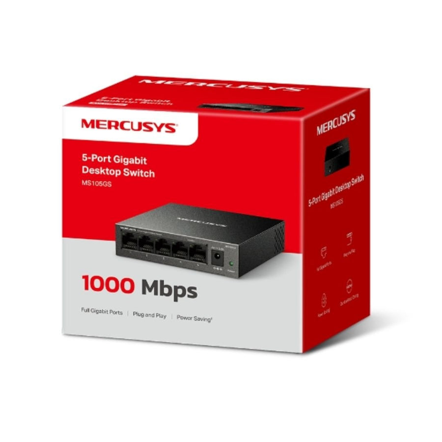 Mercusys MS105GS 5-Port Gigabit Desktop Switch, 5×10/100/1000 MbpsRJ45 port Supporting Auto-MDI/MDIX - Leader Electronics