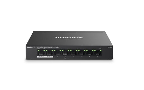 Mercusys MS108GP 8-Port Gigabit Desktop Switch with 7-Port PoE+, Up to 250 m - Leader Electronics