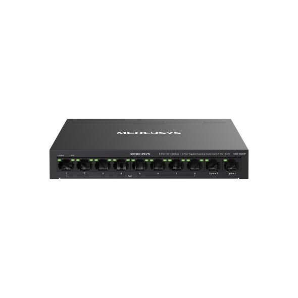 Mercusys MS110CMP 8-Port 10/100 Mbps + 2-Port Gigabit Desktop Switch with 8-Port PoE+ - Leader Electronics