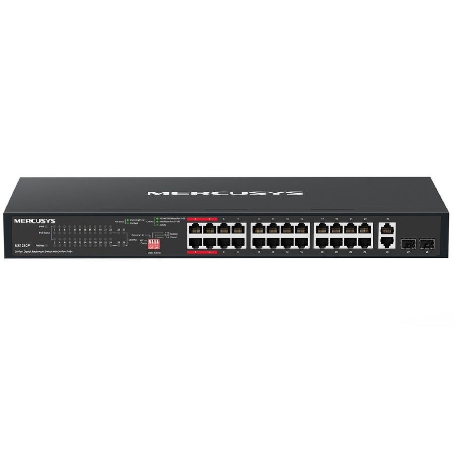 Mercusys MS128GP 28-Port Gigabit Rackmount Switch with 24-Port PoE+ - Leader Electronics