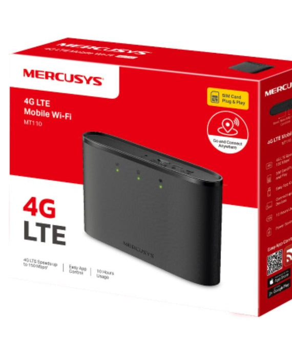 Mercusys MT110 150Mbps 4G LTE Modem, 150 Mbps at 2.4 GHz, 4G Cat4 150/50 Mbps, Build-In 2200 mAh Rechargeable Battery - Leader Electronics