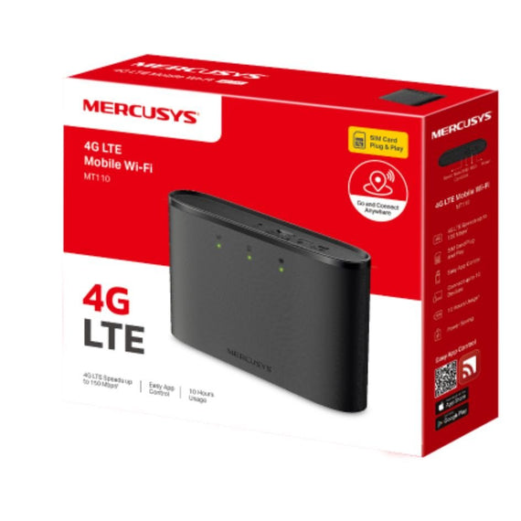 Mercusys MT110 150Mbps 4G LTE Modem, 150 Mbps at 2.4 GHz, 4G Cat4 150/50 Mbps, Build-In 2200 mAh Rechargeable Battery - Leader Electronics