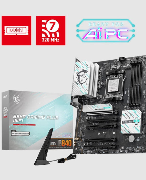 MSI B840 GAMING PLUS WIFI, AM5, 4x DDR5 256GB, 1x HDMI, 4x PCI-E x16 slot, 3x M.2, Wi-Fi 7 - Leader Electronics