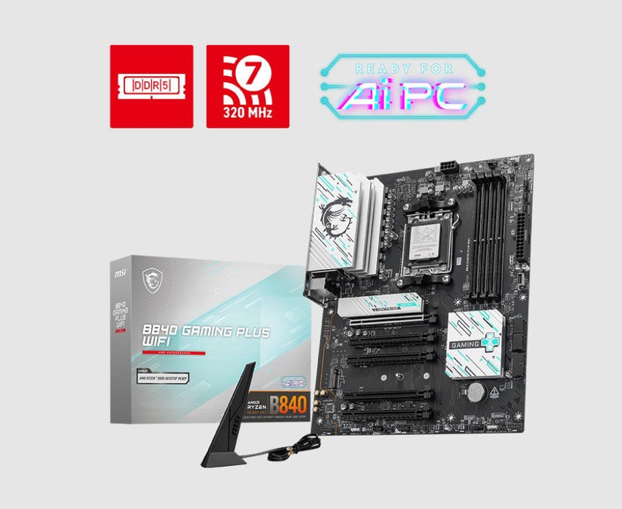 MSI B840 GAMING PLUS WIFI, AM5, 4x DDR5 256GB, 1x HDMI, 4x PCI-E x16 slot, 3x M.2, Wi-Fi 7 - Leader Electronics