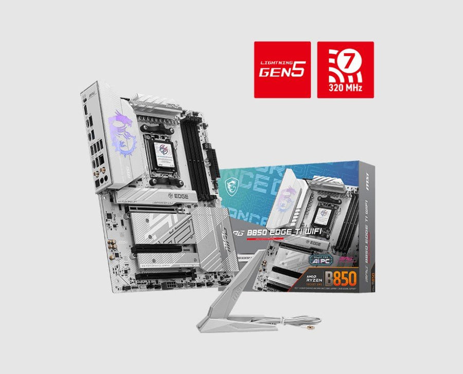 MSI B850 EDGE TI WIFI, AMD B850, 4x DDR5 256GB, 1x HDMI, 3x PCI-E x16 slot, 4x M.2, 8x 4x USB 2.0, Wi-Fi 7 - Leader Electronics