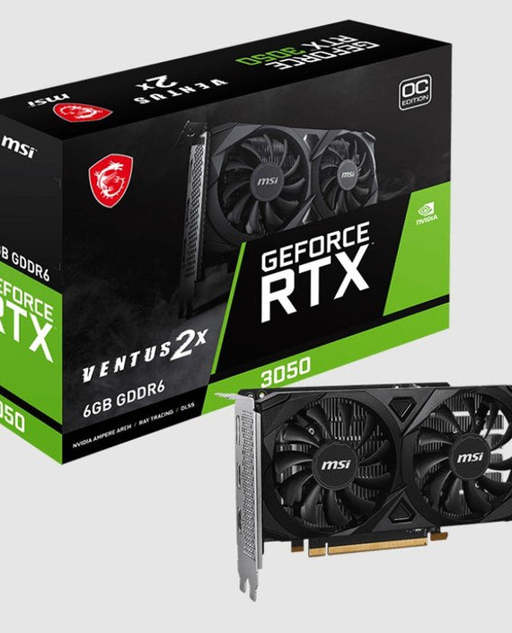 MSI nVidia GeForce RTX 3050 VENTUS 2X E 6G OC, Boost: 1492 MHz, CUDA 2304 Units, 6GB GDDR6, HDMI x 2 - Leader Electronics