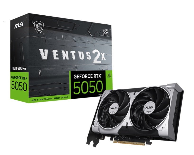 MSI nVidia GeForce RTX 5050 8G VENTUS 2X OC, Boost: 2560 MHz, CUDA 2560 Units, 8GB GDDR6, HDMI™ x 1 (embargo) - Leader Electronics