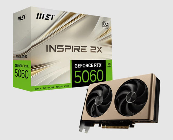 MSI nVidia GeForce RTX 5060 8G INSPIRE 2X OC, PCI Express® Gen 5 x16, Boost: 2535 MHz, CUDA 3840 Units, 8GB GDDR7,. HDMI™ x 1 (emabargo) - Leader Electronics