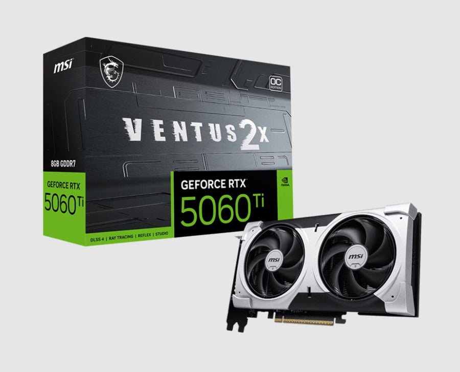 MSI nVidia GeForce RTX™ 5060 Ti 8G VENTUS 2X OC PLUS, PCI Express® Gen 5 x16, Boost: 2602 MHz, CUDA 4608 Units, 8GB GDDR7, HDMI™ x 1 - Leader Electronics