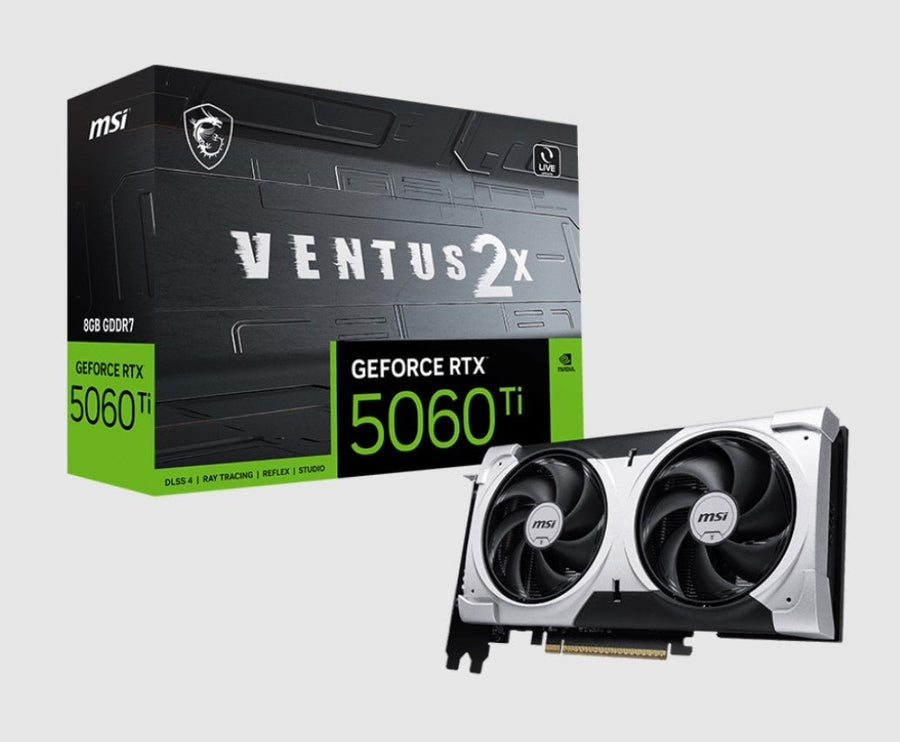 MSI nVidia GeForce RTX™ 5060 Ti 8G VENTUS 2X PLUS, PCI Express® Gen 5 x16 (uses x8), Boost: 2572 MHz, CUDA 4608 Units, 8GB GDDR7, HDMI™ x 1 - Leader Electronics