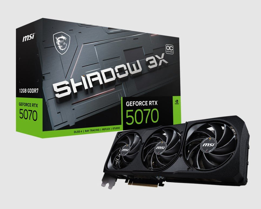 MSI nVidia GeForce RTX™ 5070 12G SHADOW 3X OC, PCI Express® Gen 5, Boost: 2542 MHz, CUDA 6144 Units, 12GB GDDR7, HDMI™ x 1 - Leader Electronics