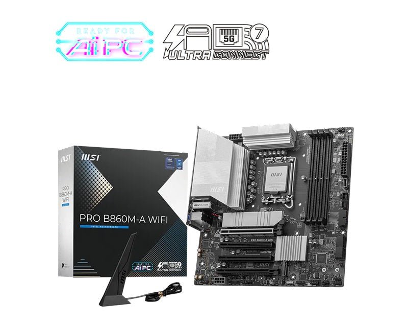 MSI PRO B860M-A WIFI, INTEL B860, 4x DDR5 256GB, 1x HDMI, 4x PCI-E x16 slot, 3x M.2, 4x SATA, 6x USB 2.0, Intel® Wi-Fi 7 - Leader Electronics
