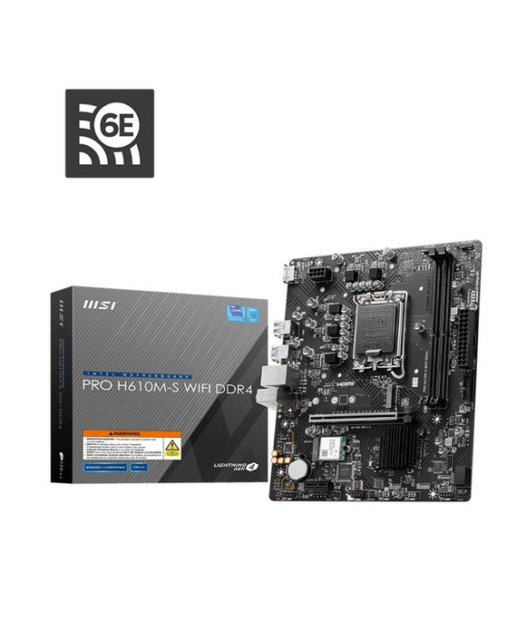 MSI PRO H610M-S WIFI DDR4 Intel LGA 1700 mATX Motherboard 2x DDR4~64GB,1x PCIe x16,1x PCIe x1,1x M.2,2x SATA 6G,8x USB2.0 - Leader Electronics