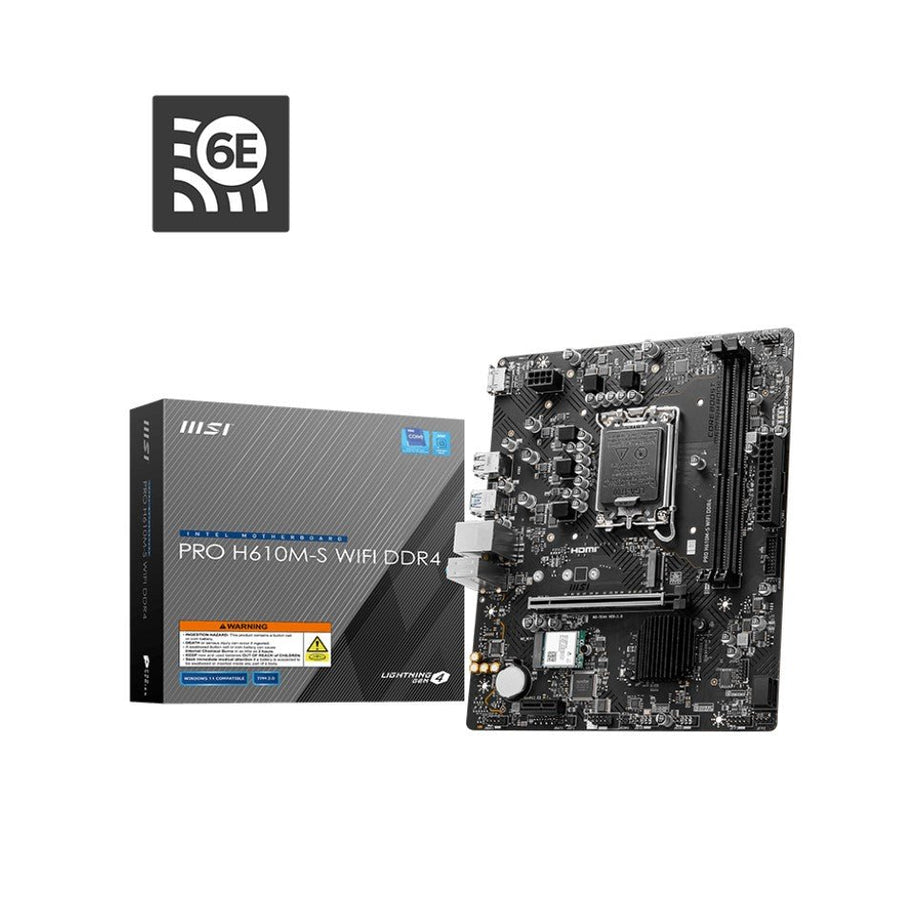 MSI PRO H610M-S WIFI DDR4 Intel LGA 1700 mATX Motherboard 2x DDR4~64GB,1x PCIe x16,1x PCIe x1,1x M.2,2x SATA 6G,8x USB2.0 - Leader Electronics