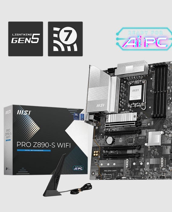 MSI PRO Z890-S WIFI, INTEL Z890, 4x DDR5 256GB, 1x HDMI, 4x PCI-E x16 slot, 3x M.2, 4x SATA, 4x USB 2.0, Intel® Wi-Fi 7 - Leader Electronics