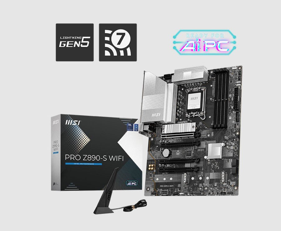 MSI PRO Z890-S WIFI, INTEL Z890, 4x DDR5 256GB, 1x HDMI, 4x PCI-E x16 slot, 3x M.2, 4x SATA, 4x USB 2.0, Intel® Wi-Fi 7 - Leader Electronics