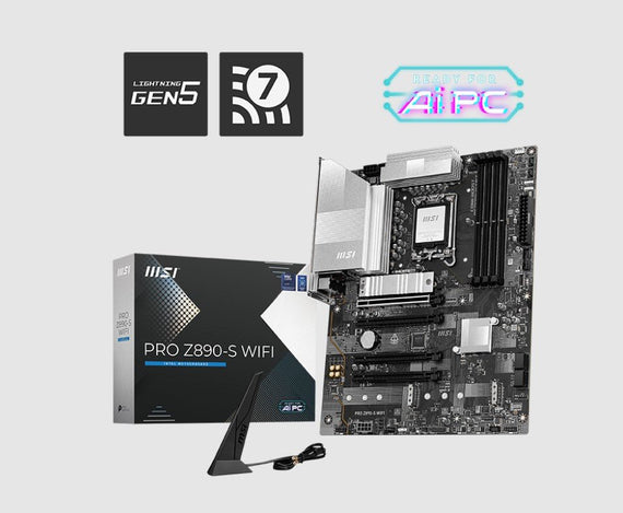 MSI PRO Z890-S WIFI, INTEL Z890, 4x DDR5 256GB, 1x HDMI, 4x PCI-E x16 slot, 3x M.2, 4x SATA, 4x USB 2.0, Intel® Wi-Fi 7 - Leader Electronics