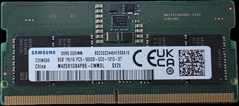OEM 8GB (1x8GB) DDR5 SODIMM 5600MHz C46 1.1V Notebook Laptop Memory (ex-demo) similar to Crucial MECD5-1X8G56 - Leader Electronics