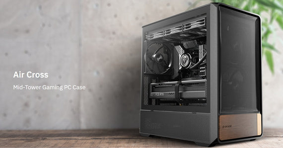 OKINOS Air Cross ATX USB3.0 x 2 Type-C 3 2 Gen 2 (10Gbps) x 1 4mm Tempered Glass Side Panel Mid Tower Case - Leader Electronics