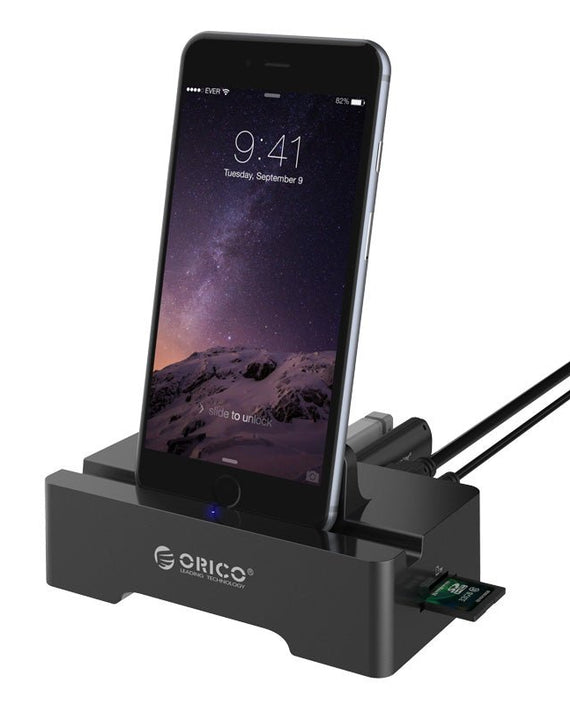 ORICO 3 Port USB2.0 Docking Station of Cellphone and PAD for SD & TF with 1M USB3.0 - Leader Electronics