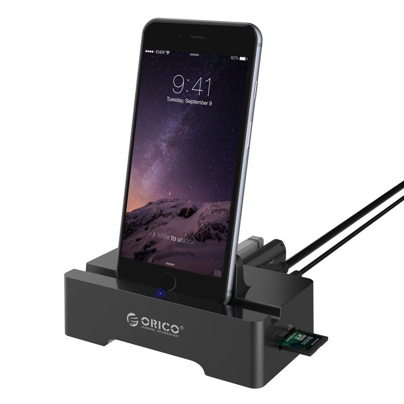 ORICO 3 Port USB2.0 Docking Station of Cellphone and PAD for SD & TF with 1M USB3.0 - Leader Electronics
