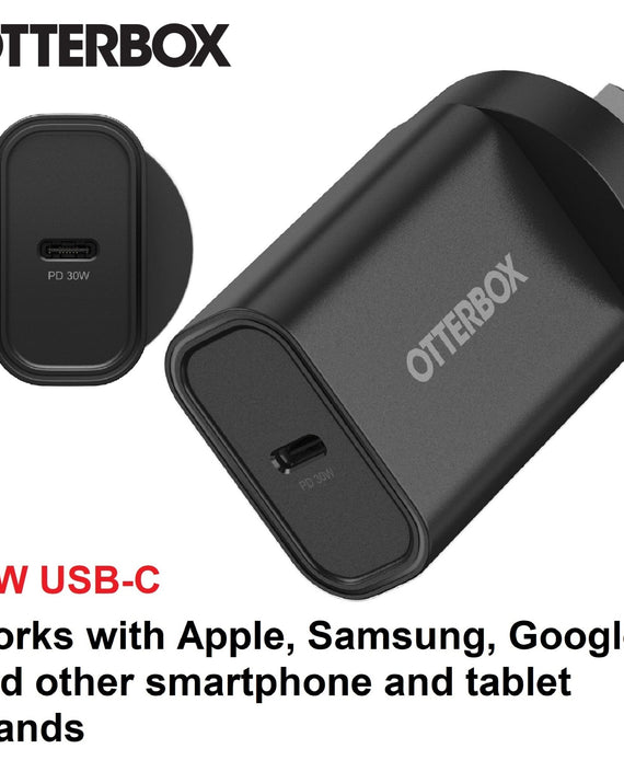 OtterBox 30W USB-C (Type I) PD Fast Wall Charger - Black (78-81351), Compact, Drop Tested,Safe & Smart Charging,Best for Apple, 2 Years Warranty - Leader Electronics