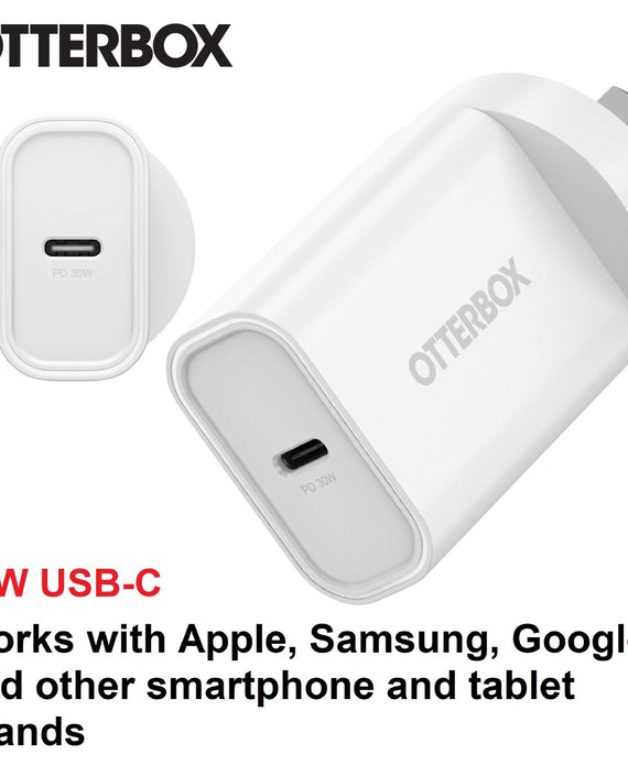 OtterBox 30W USB-C (Type I) PD Fast Wall Charger - White (78-81353), Compact, Drop Tested,Safe & Smart Charging,Best for Apple, 7 Years Warranty - Leader Electronics
