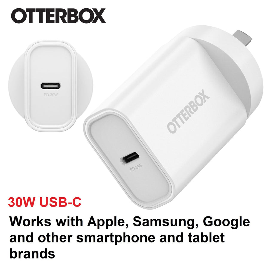 OtterBox 30W USB-C (Type I) PD Fast Wall Charger - White (78-81353), Compact, Drop Tested,Safe & Smart Charging,Best for Apple, 7 Years Warranty - Leader Electronics