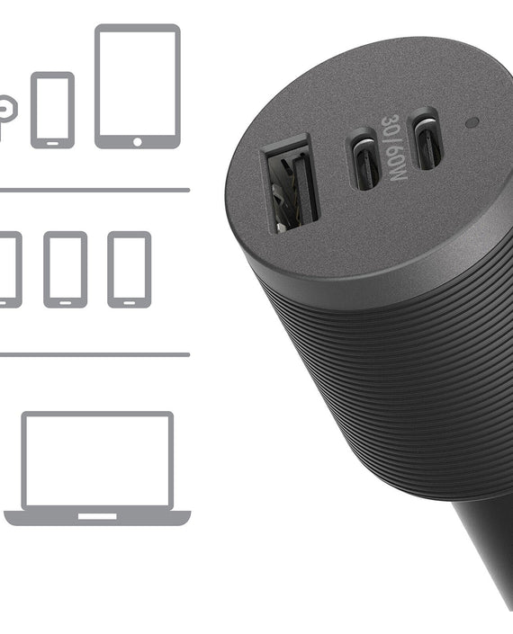 OtterBox 72W USB-C Triple Port Premium Pro Fast Car Charger - Black (78-80899),1x USB-A (12W), 2x USB-C (30W),Fast-Charging for Samsung & iPhone - Leader Electronics