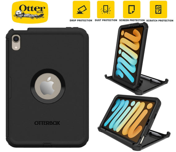 OtterBox Defender Apple iPad Mini A17 Pro (7th Gen) / iPad Mini (8.3') (6th Gen) Case Black - (77-87476), DROP+ 2X Military Standard, 7 Years Warranty - Leader Electronics