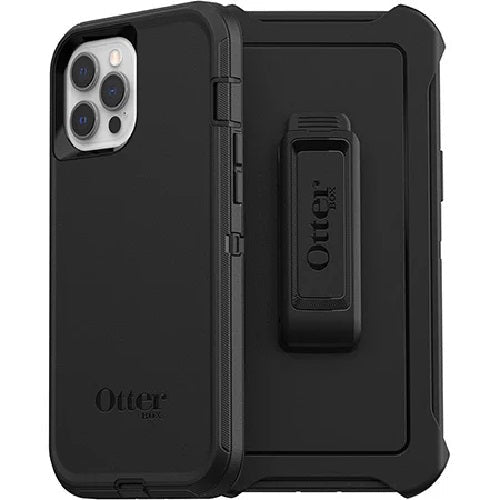 OtterBox Defender Apple iPhone 12 Pro Max Case Black - (77-65449), DROP+ 4X Military Standard, Multi-Layer, Included Holster, 7 Years Warranty - Leader Electronics