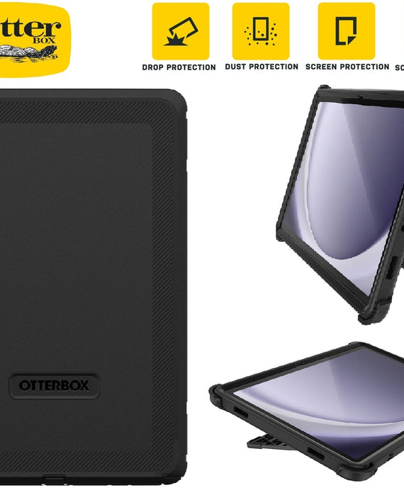 OtterBox Defender Samsung Galaxy Tab A9+ (11') Case -Black(77-95006),DROP+ 2X Military Standard,Multi-Layer,Port covers,7 Years Warranty - Leader Electronics