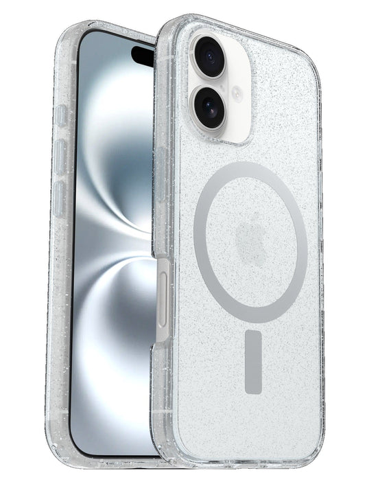 OtterBox Symmetry Clear MagSafe Apple iPhone 16 (6.1') Case Stardust - (77-96381), Antimicrobial, DROP+ 3X Military Standard, 7 Years Warranty - Leader Electronics