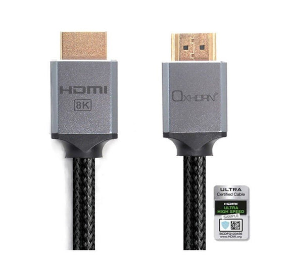Oxhorn HDMI2.1a 8K@60Hz 3D Ultra Certified Ethernet Aluminum Header Cable 1m Male to Male - Leader Electronics