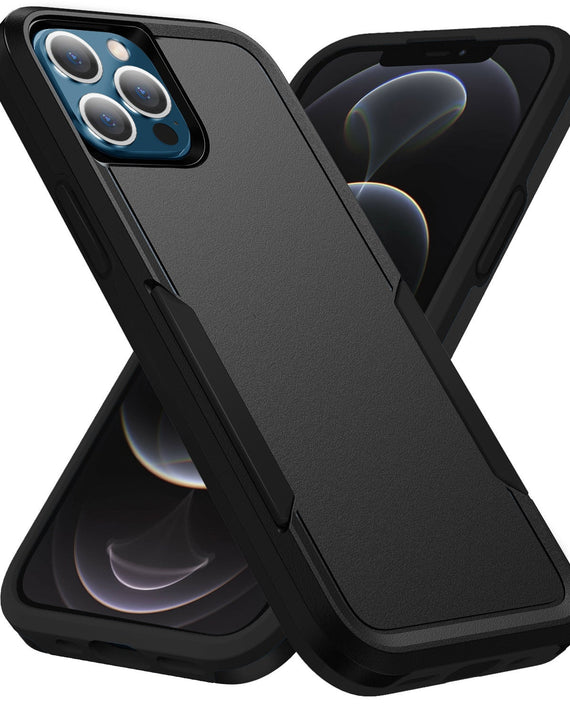 Phonix Apple iPhone 12 Pro Max Armor Light Case Black - Two Tough Layers, Port Covers, No Slip Grippy Edges, Durable, Rugged, 3 Years Warranty - Leader Electronics