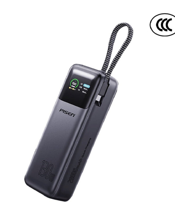 Pisen Bolt 20k mAh 130W Laptop PowerBank - CCC Certified, Fast Charging, Digital Display, 3 Devices, Air Travel Friendly, 2 Year Warranty - Leader Electronics