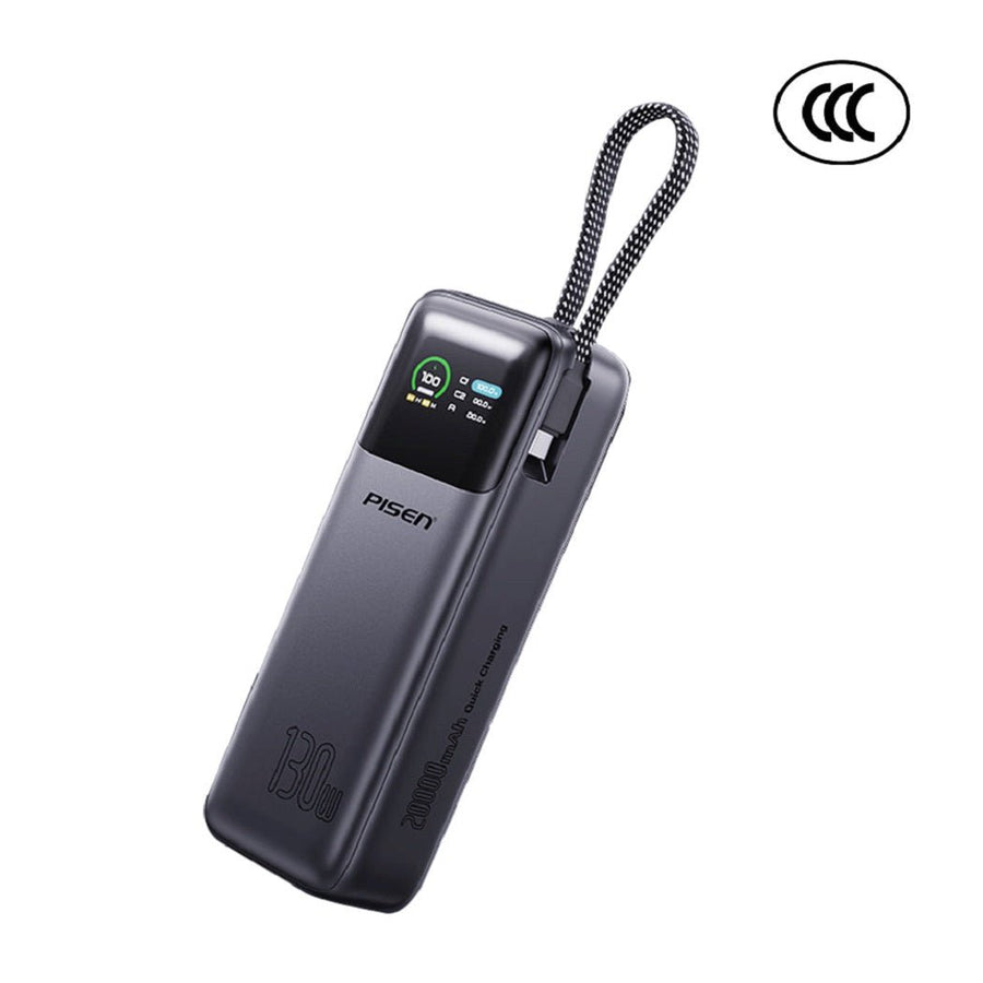 Pisen Bolt 20k mAh 130W Laptop PowerBank - CCC Certified, Fast Charging, Digital Display, 3 Devices, Air Travel Friendly, 2 Year Warranty - Leader Electronics
