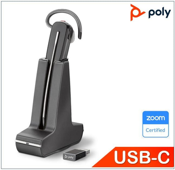 Plantronics/Poly Savi 8245 UC,DECT Headset, USB-C, Convertible,Wireless, Unlimited talk time, crystal-clear audio, ANC, one-touch control,SoundGuard - Leader Electronics