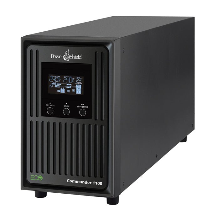 PowerShield Commander 1100VA/990W - 10Amp, Line Interactive Pure Sine Wave Tower UPS with AVR, 2 AUS sockets, 10A, C13 x 3, 2-year warranty - Leader Electronics