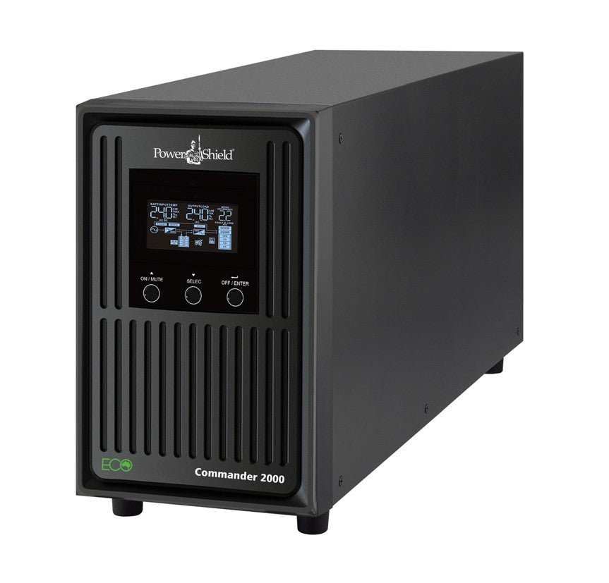 PowerShield Commander 2000VA/1800W - 10Amp, Line Interactive Pure Sine Wave Tower UPS with AVR, 2 AUS sockets, 10A, C13 x 3, 2-year warranty - Leader Electronics