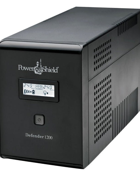 PowerShield Defender 1200VA/720W UPS, AVR, LCD display, 6 AUS sockets, user-replaceable batteries, 2-year warranty - Leader Electronics