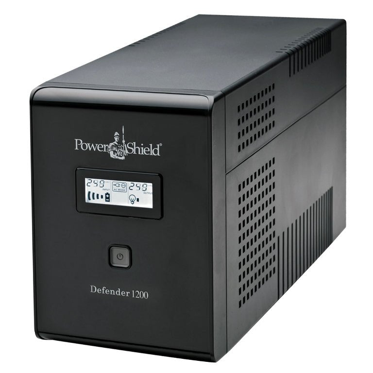 PowerShield Defender 1200VA/720W UPS, AVR, LCD display, 6 AUS sockets, user-replaceable batteries, 2-year warranty - Leader Electronics