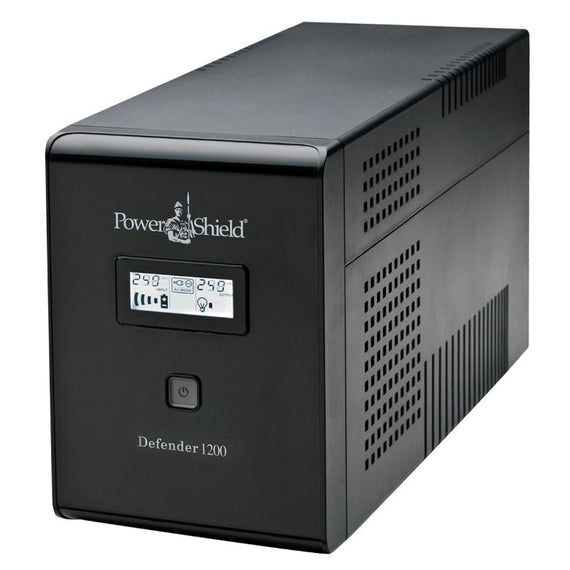 PowerShield Defender 1200VA/720W UPS, AVR, LCD display, 6 AUS sockets, user-replaceable batteries, 2-year warranty - Leader Electronics
