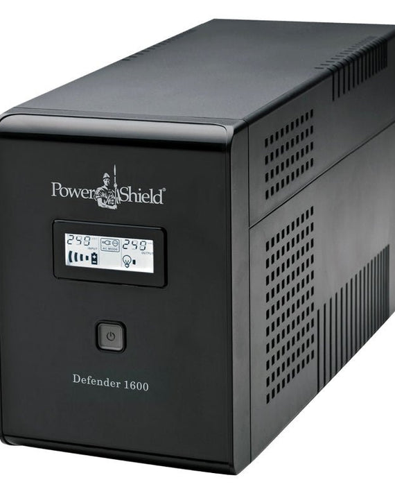 PowerShield Defender 1600VA/960W UPS, AVR, LCD display, 6 AUS sockets, user-replaceable batteries, 2-year warranty - Leader Electronics