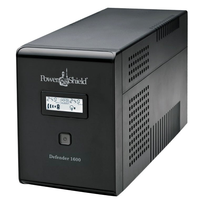PowerShield Defender 1600VA/960W UPS, AVR, LCD display, 6 AUS sockets, user-replaceable batteries, 2-year warranty - Leader Electronics