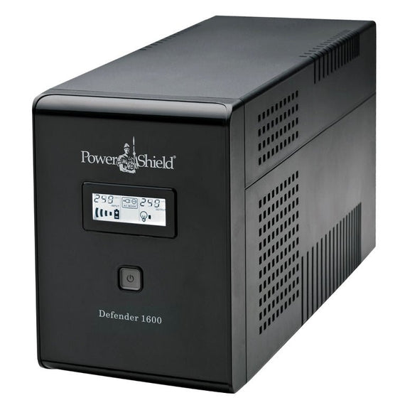 PowerShield Defender 1600VA/960W UPS, AVR, LCD display, 6 AUS sockets, user-replaceable batteries, 2-year warranty - Leader Electronics