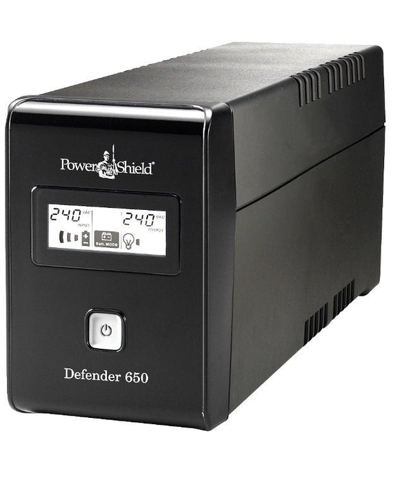 PowerShield Defender 650VA/390W UPS, AVR, LCD display, 2 AU outlets, user-replaceable batteries, 2-year warranty - Leader Electronics