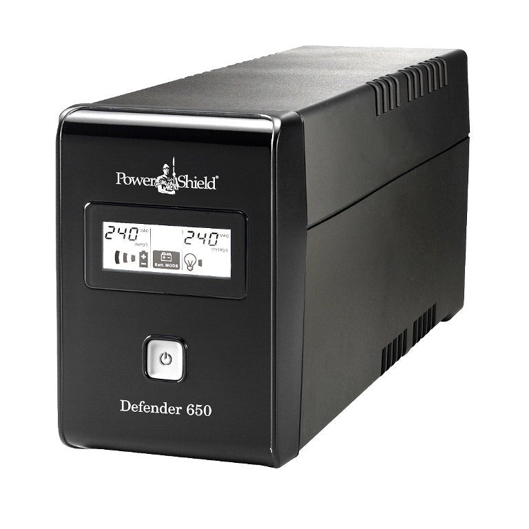 PowerShield Defender 650VA/390W UPS, AVR, LCD display, 2 AU outlets, user-replaceable batteries, 2-year warranty - Leader Electronics