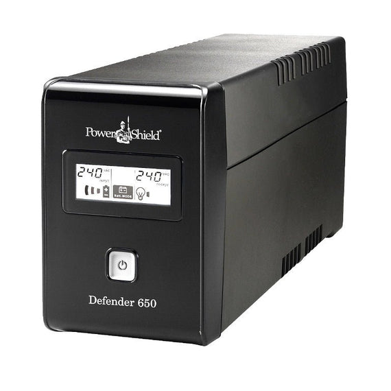 PowerShield Defender 650VA/390W UPS, AVR, LCD display, 2 AU outlets, user-replaceable batteries, 2-year warranty - Leader Electronics